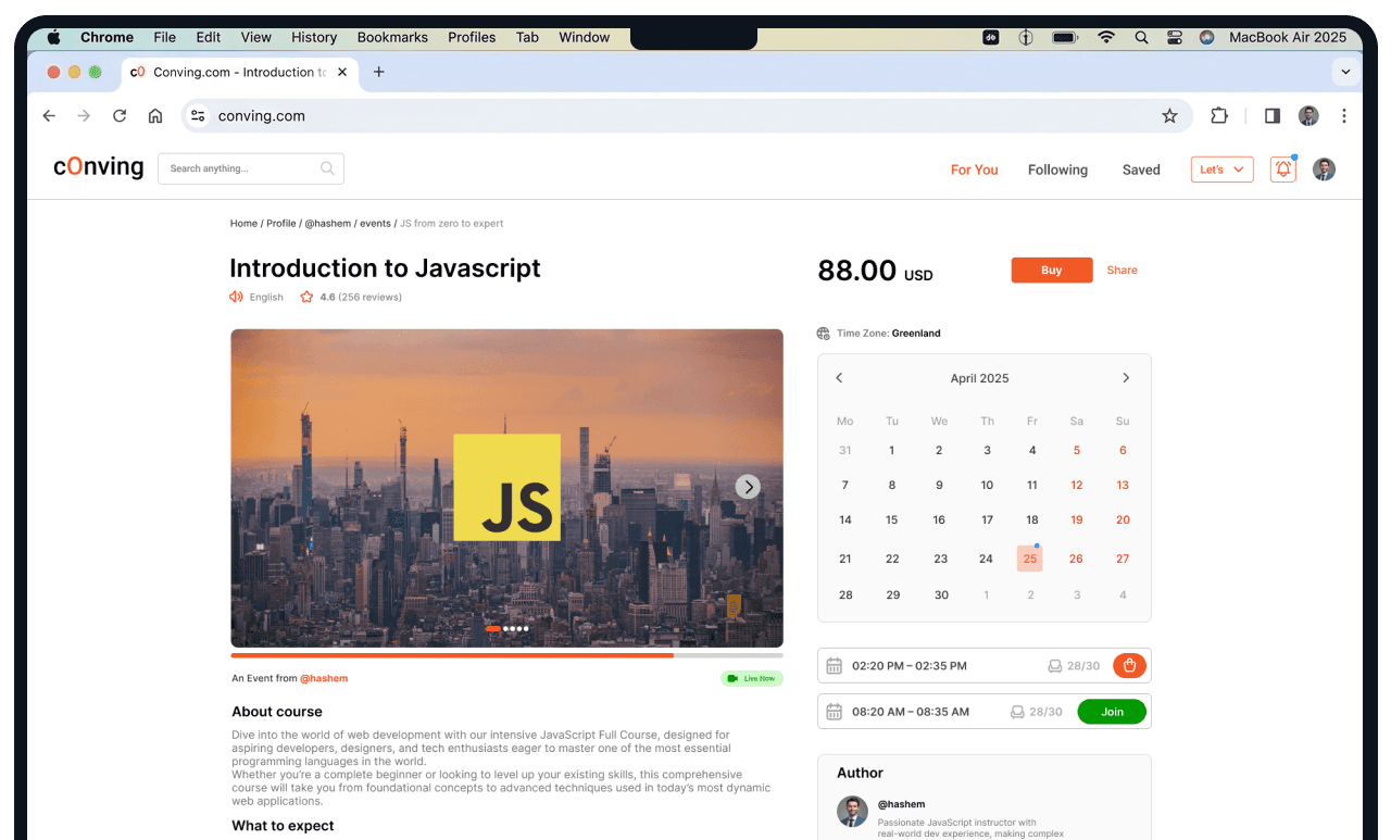 Conving desktop product view